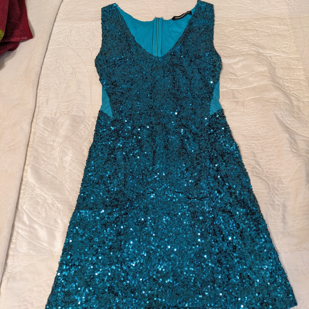Elegant Teal Sequin Dress
